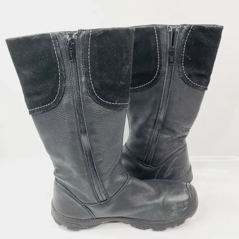 Keen Girl's Black Laken 1007817 Leather‎ Mid-Calf Winter Boots Size 4